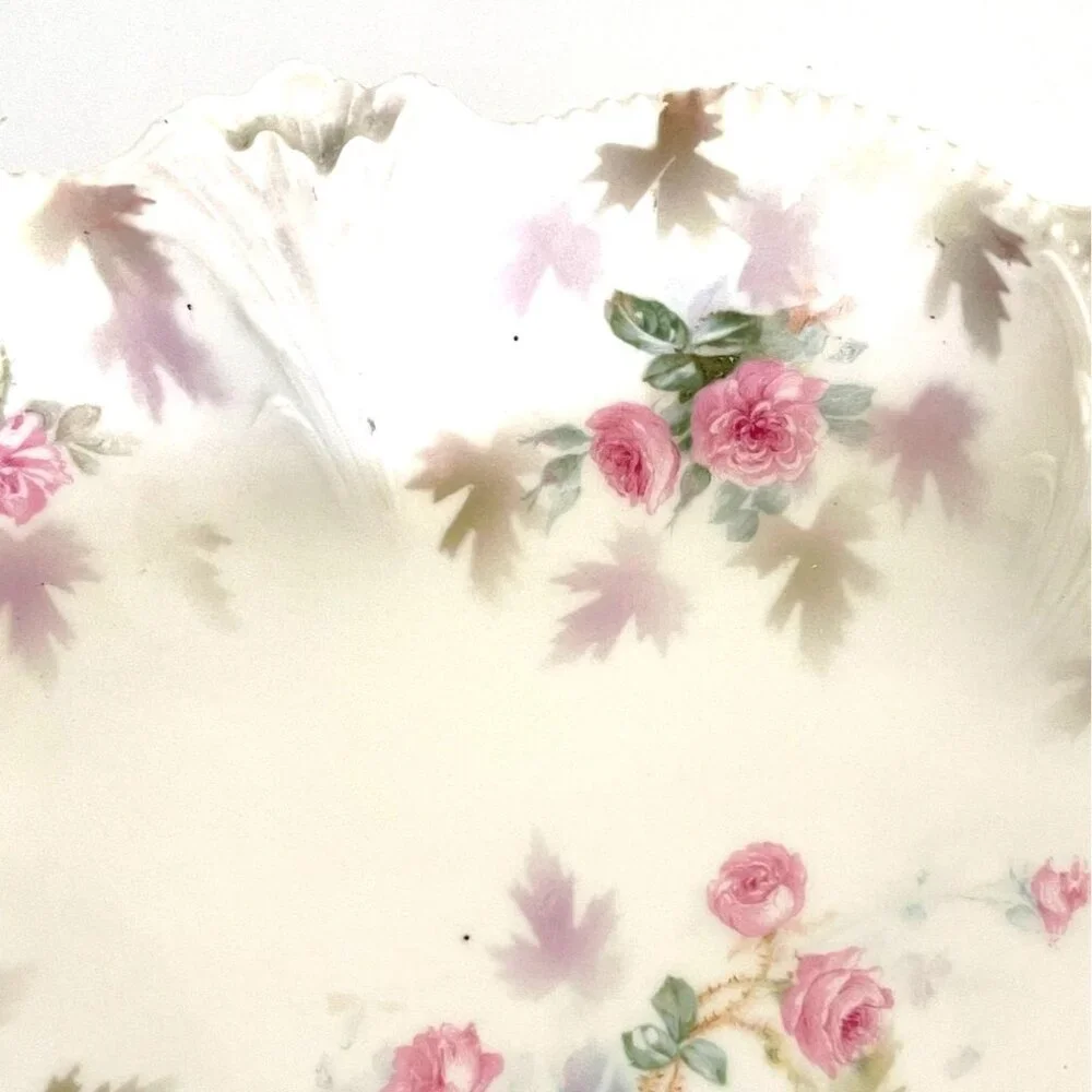 RS Prussia Porcelain Celery Relish Serving Dish Pink Rose Flower Floral Antique - Picture 9 of 15